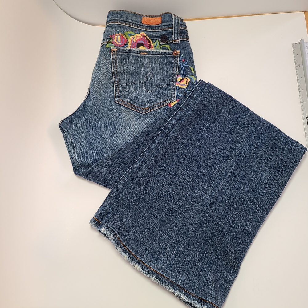 Vintage Plastic by Gly Blue Flare Jeans Size 7 Juniors